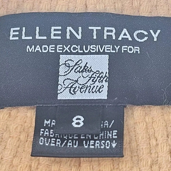 Ellen Tracy Mustard Yellow Angora & Wool Blend One Button Coat Sz 8 Pockets - Picture 2 of 7